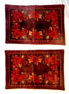 2 Red Rose Heart Valentine Place Mat Placemats Couple Set India Made 13" x 19" - Picture 1 of 8