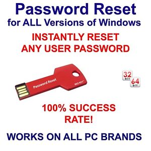 Windows Password Reset Recover USB for Win 11, 10, 8, 7 Vista - RED KEY USB