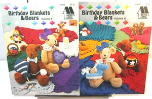Birthday Blankets & Bears 1 & 2 Crochet Pattern Books Annie's Attic Worsted Yarn - Picture 1 of 3