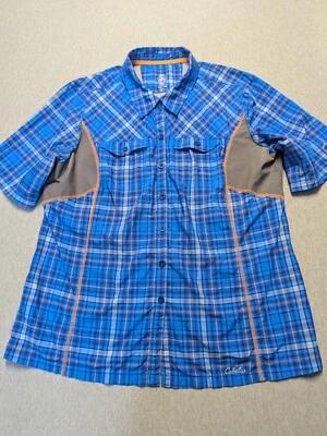 Camisa Top Cabela's XPG Nylon Fase Fresca Para Mujer XL Azul A Cuadros Manga Corta Foto 1 de 4
