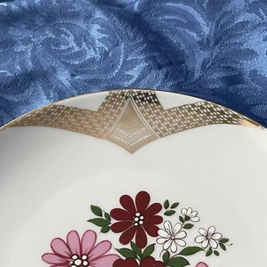 Winterling Bavaria Art Deco Gold Design Rot Rosa Blumen Mitte 7,5" Teller - Bild 1 von 9