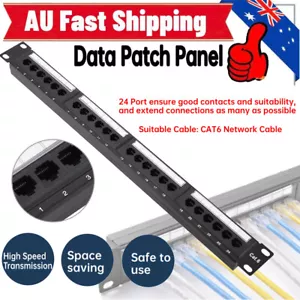 CAT-6 CAT-6 24 Port Keystone Patch Panel Network Server Cabinet Rack Mount - Picture 1 of 12