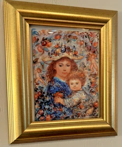 ART-EDNA HIBEL'S CERAMIC ART ON PORCELAIN WONDER OF NATURE W/ FRAME ! 10"X12" - Picture 1 of 5