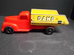 Vtg MARX Sand & Gravel Plastic Truck w/ Pressed Tin Lithograph Dump Body; ca 50s - Picture 1 of 11