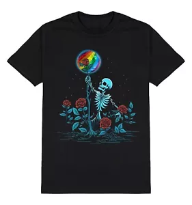 Para hombres Mujeres GAY Camiseta Esqueleto Rosas Gótico Arco Iris LGBT Festival del Orgullo LGBTQ+ - Imagen 1 de 7