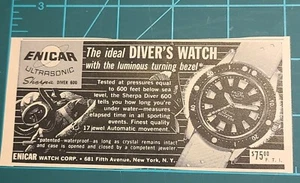 Vintage Enicar Ultrasonic Sherpa Diver 600 Watch Print Ad - Picture 1 of 4