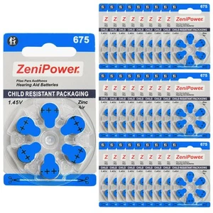 ZeniPower Size 675 Mercury Free 1.45V Hearing Aid Batteries Zinc Air (180 Bat... - Picture 1 of 5