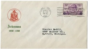 2 1936 FDCs Arkansas Statehood SC#782  Ioor, listed Unknown cachets - Picture 1 of 2
