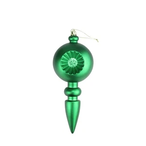 DAK 4ct Matte Green Retro Reflector Christmas Finial Ornaments 7.5" - Picture 1 of 2