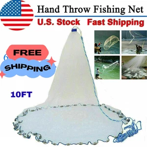 Angeln Cast Net Bait Easy Throw Hand Cast Strong Nylon Mesh USA 10FT - Bild 1 von 10