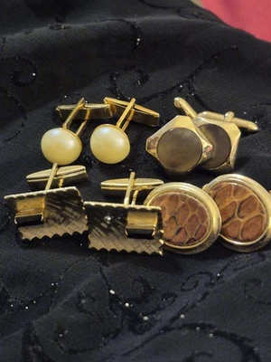 4 pares de gemelos vintage dorado Swank Foto 1 de 4