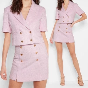 Express XL Tweed Cropped Short Sleeve Blazer Souvenir Pink Style: 06956716 NWT - Picture 1 of 14