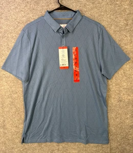 NWT Modern Ambition Polo Shirt Men's Medium Blue Short Sleeve Diagonal Pattern - Picture 1 of 7