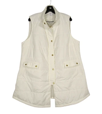 CORONA E HIEDRA CURVY Blanco ACOLCHADO Bolsillos a Presión y Cremallera CHALECO ACOLCHADO Largo Talla 2X Foto 1 de 4