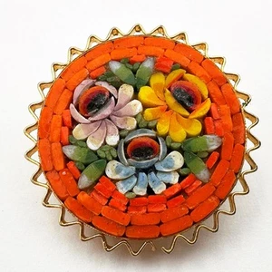 VINTAGE / ANTIQUE ITALIAN MICRO MOSAIC BROOCH - Picture 1 of 3