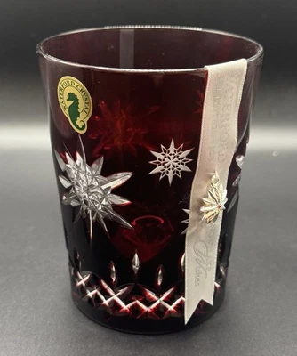WATERFORD Snowflake WISHES Ruby RED DOF 1st PRESTIGE ED JOY Old Fashioned Glass - Image 1 of 4