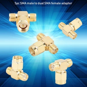5x pozłacany mosiądz 50 Ohm SMA męski na podwójny adapter żeński SMA ze Standa CB - Zdjęcie 1 z 9