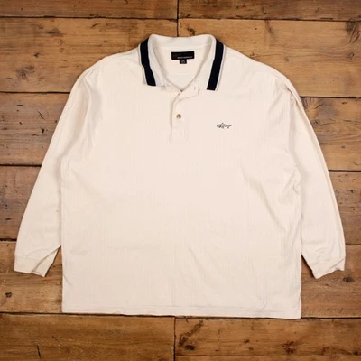 Vintage Polo Shirt T Shirt 2XL 90s Greg Norman Long Sleeve Ribbed Cream Tee — 第 1/4 张图片