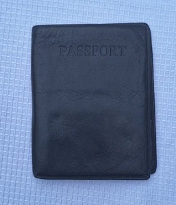 Black Passport Leather Travel Single Fold Wallet Osgoode Marley ID Holder - Picture 1 of 7