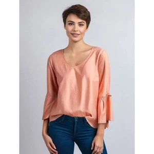 J.Crew Top Women's Small Blouse Pink Cotton Bow Sleeve Boho Beachy Chic NEW - Picture 1 of 9
