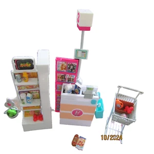 Mattel Barbie Dolls House Furniture Supermarket Playset VGC 2017 + 15 Access. - Picture 1 of 14