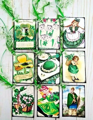 9 Estilo Retro Día de San Patricio~Hecho a Mano~Etiquetas de Regalo~Diario~Libros de Recortes~Artesanías Foto 1 de 3