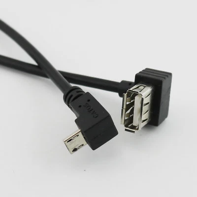USB 2.0 A Female Angle to Down 90° Angled Micro USB Cable For Phone Samsung 30cm - Image 1 of 4