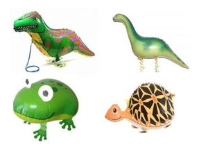 REPTILES Walking Balloons Party Pack of 4 - T-Rex, Supersaurus, Frog, Turtle - Picture 1 of 1