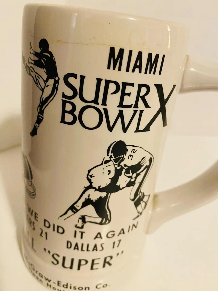 Vintage 1976 Super Bowl X 10 Pittsburgh Steelers Ceramic Mug Tankard Stein Miami - Image 1 of 4