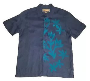 QUIKSILVER by M. Field Shirt BLUE 100% Linen Button Up Hawaiian Surf NEW Mens XL - Picture 1 of 9