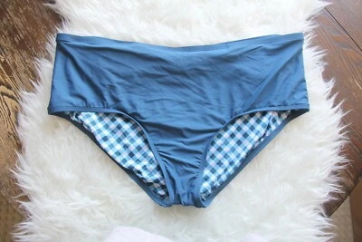 Social Angel Mujer Plus 3X Parte Inferior de Bikini Azul Cuadros Tiro Alto Traje de Baño  Foto 1 de 3