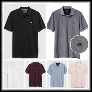 Banana Republic MEN'S SHORT SLEEVE PIQUE SOLID POLO SHIRT with LOGO S M L XL NEW - Picture 1 of 12