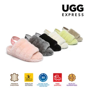 AUSTRALIAN SHEPHERD® UGG Slides Women Fluffy Sheepskin Wool Nonslip Sandal Puffy - Picture 1 of 44