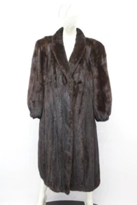 COMO NUEVO CANADIENSE OSCURO RANCHO ABRIGO DE PIEL VISÓN CHAQUETA MUJER TALLA 14 GRANDE - Imagen 1 de 5