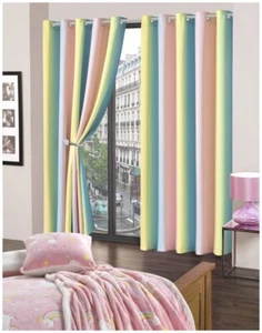 Par de cortinas Blackout arco iris anillo superior ojales listo para usar 2 paneles cortina de verano - Imagen 1 de 1