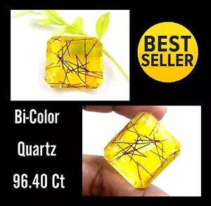 Mind Blowing 96.40 Ct Bi-Color Quartz Emerald Cut Loose Gemstone OMP - Picture 1 of 9