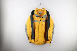 Vintage Columbia Mens Large Distressed Spell Out Cross Terra Parka Jacket Yellow - Picture 1 of 18