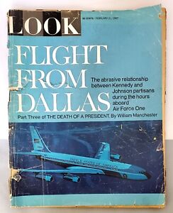 Vintage LOOK Magazine Feb 2 1967 'Flight From Dallas' JFK Death 98 Pgs