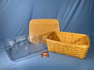 Longaberger 2002 MEDIUM STORAGE SOLUTIONS BASKET/PROTECTOR/ WOODCRAFT LID - NEW - Picture 1 of 17