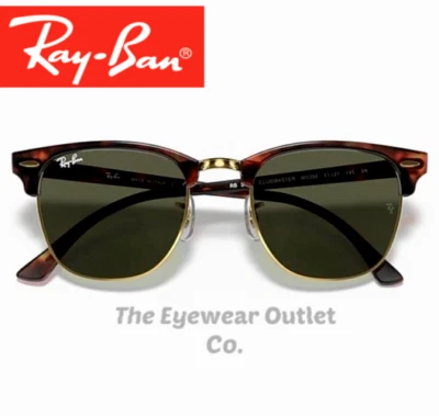 Store Display Rayban Clubmaster Tortoise RB3016 Green G15 Lens Men / Women 51mm - Image 1 of 4