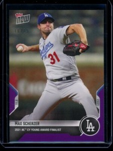 2021 Topps Now #OS-14 Max Scherzer Purple Parallel Card #d /25 Off Season