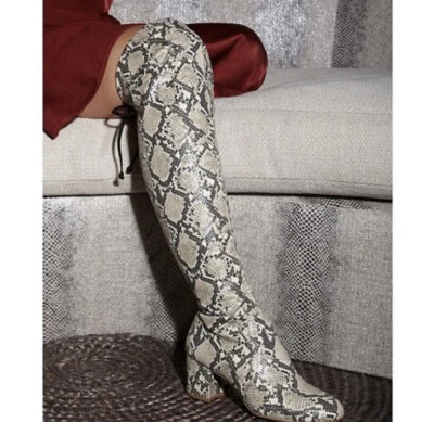 Botas Gianni Bini Trillia Piel de Serpiente Sobre la Rodilla TALLA 5.5 NUEVAS SIN ETIQUETAS Foto 1 de 4