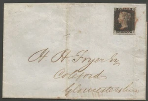 PENNY BLACK (SD) 3M on cover sent to Coleford , Gloucester on Feb 2nd 1841 - Picture 1 of 2