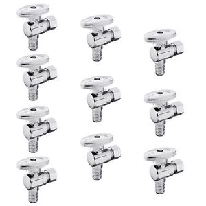 10 PIEZAS 1/2 ""Pex X1/4" OD latón 1/4 ángulo de giro válvula de cierre para máquina de hielo, sin plomo - Imagen 1 de 2