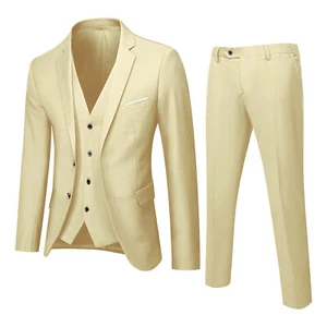 Men's Wedding Suit 2023 Groom Best-Man Groomsman Solid Formal Blazer Pant Elega - Picture 1 of 66