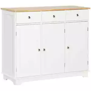 Modernes Sideboard mit Kautschukholzplatte, Buffetschrank mit Aufbewahrungsschränken, Schublade - Bild 1 von 12