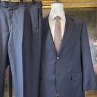 Chris Cobb Clothing BESPOKE 44R 38 x 30 Navy Herringbone Stripe Wool 2Btn Suit
