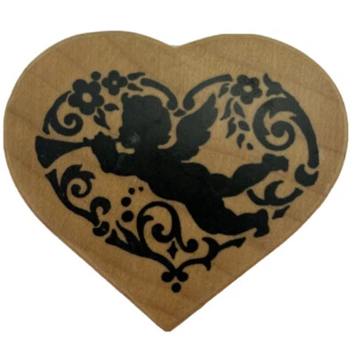 Sello de goma trompeta querubín Cupido corazón de San Valentín PSX H-1495 vintage 1995 nuevo Foto 1 de 4