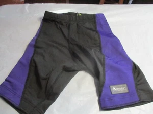 AEROSKIN LONG SHORTS WITH COLORED SIDE PANELS BLACK AND PURPLE KIDS SIZE 3 - Picture 1 of 10