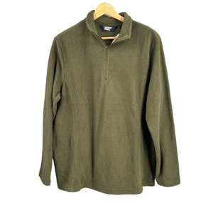 Lands End Pullover Fleece Green Quarter Zip Stand Collar Womens Large New - Picture 1 of 5